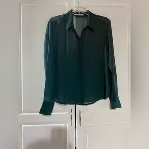 Abercrombie Blue Green Sheer Blouse XS